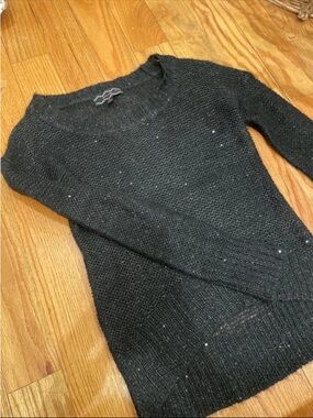 Pink Rose Black Sparkle Crewneck Sweater